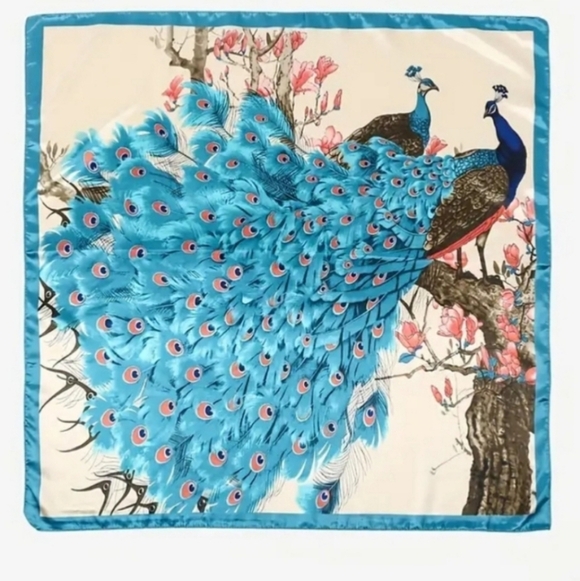 Fashion Jewelry Accessories - Peacock Scarf Square Scarf for Women - Animal Pattern Peacock